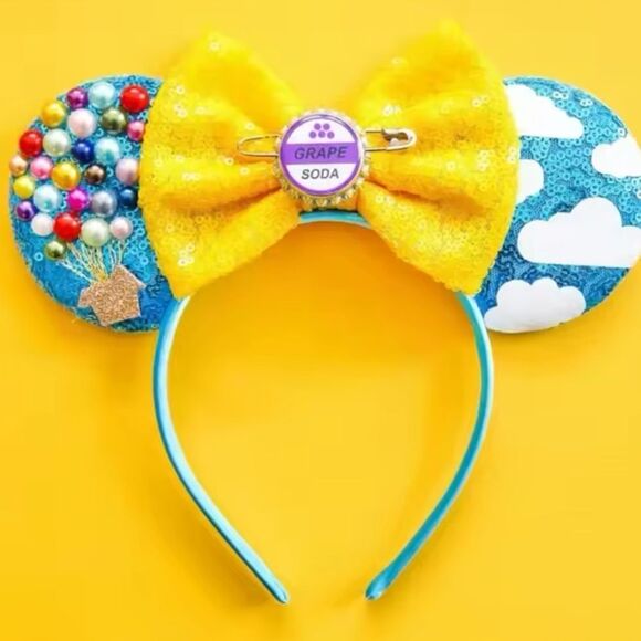 Up Balloons Minnie Mickey Mouse Ear Headband with sequin Bow NEW - Picture 4 of 4